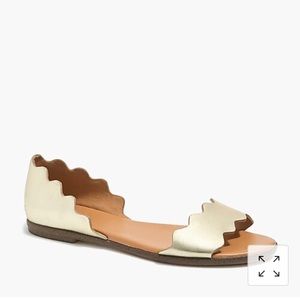 J Crew Leather Scalloped Peep-Toe Flats